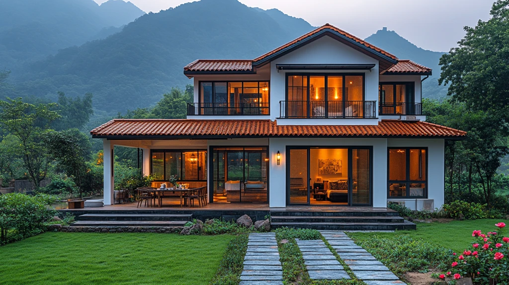 白墙红瓦乡村屋