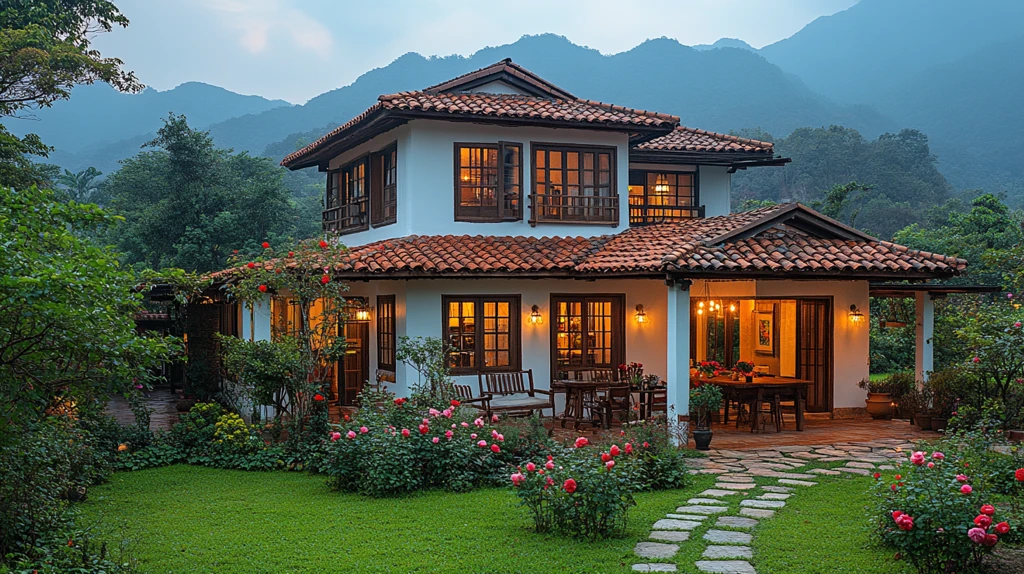 白墙红瓦乡村屋