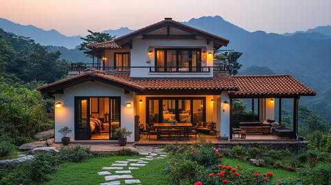 白墙红瓦乡村屋