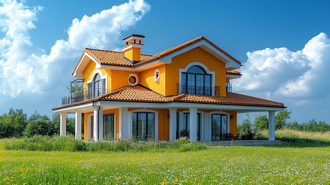 金色别墅绿地蓝天