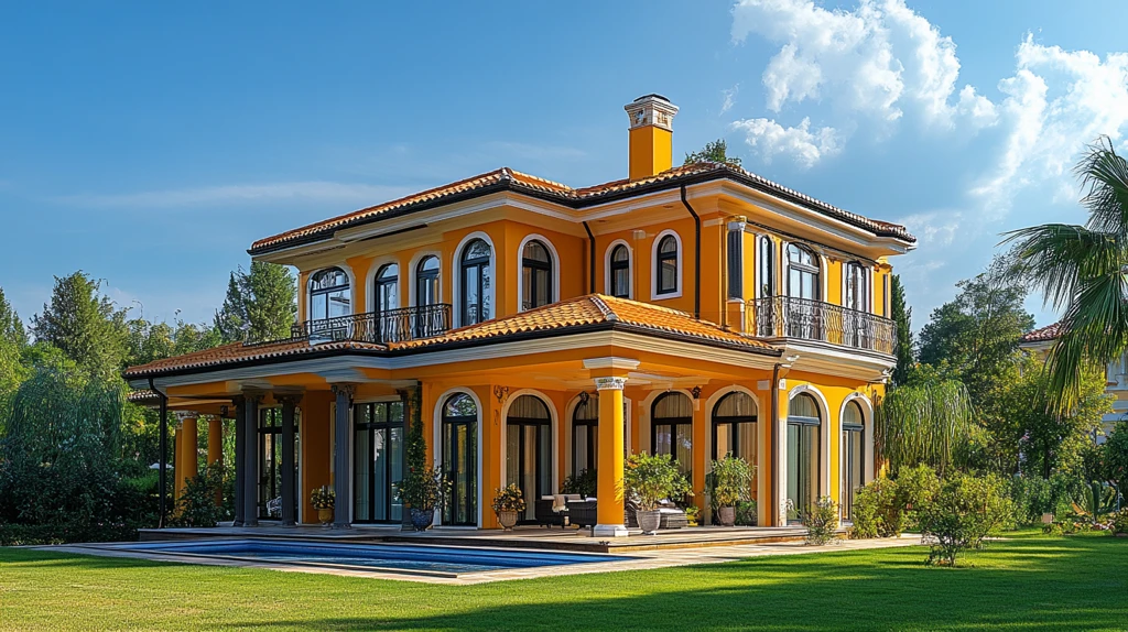 金色别墅绿地蓝天