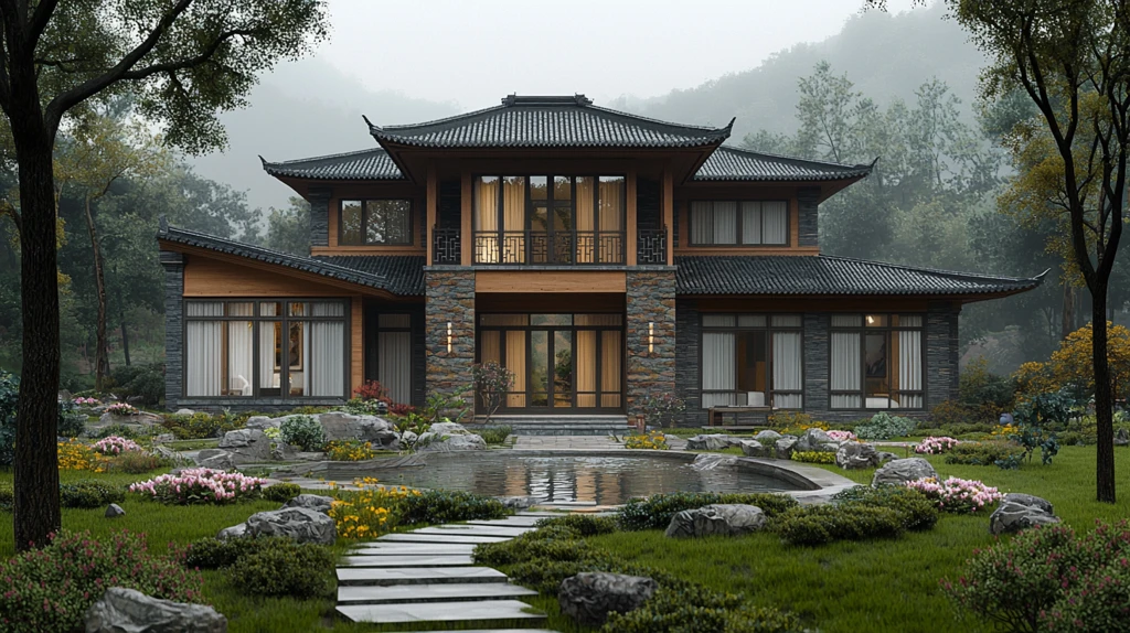 中式别墅金辉夏影