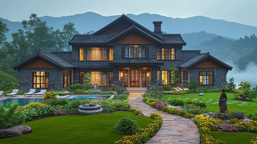 中式别墅金辉夏影