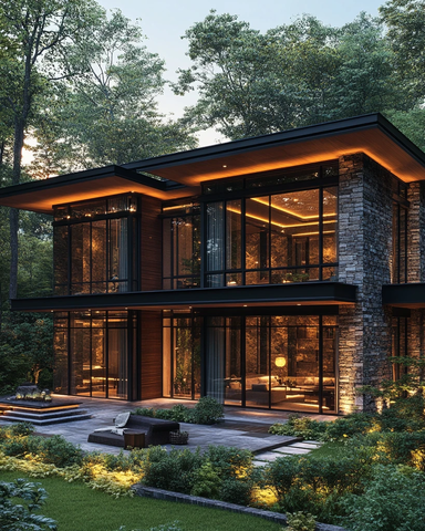 深林绿渐变豪宅外立面