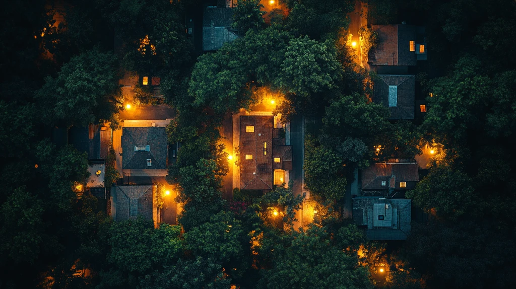 晚间街景中心宅