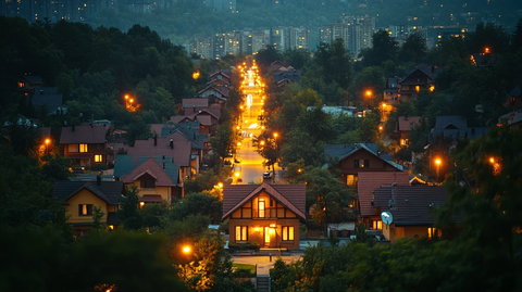 晚间街景中心宅