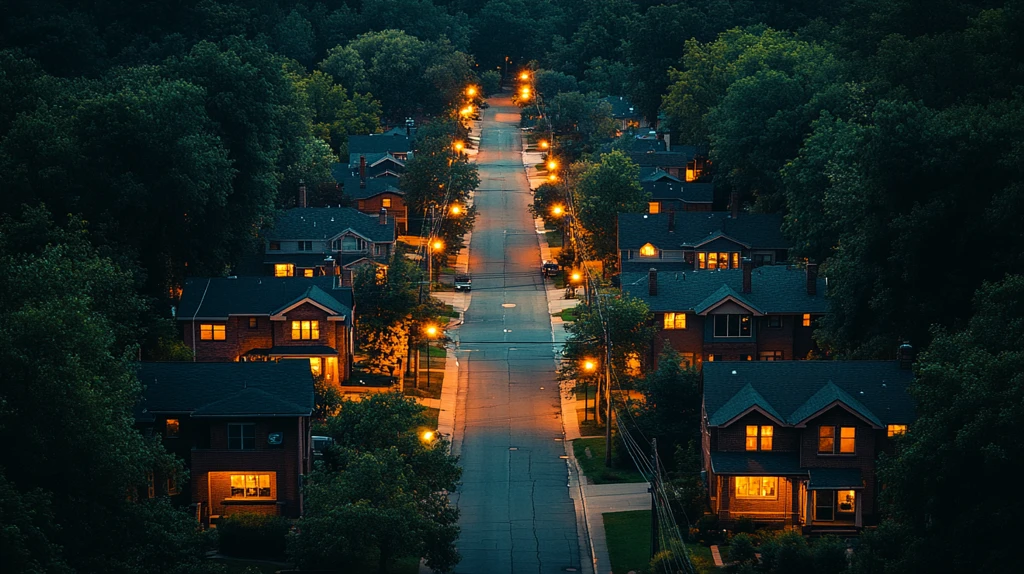 晚间街景中心宅