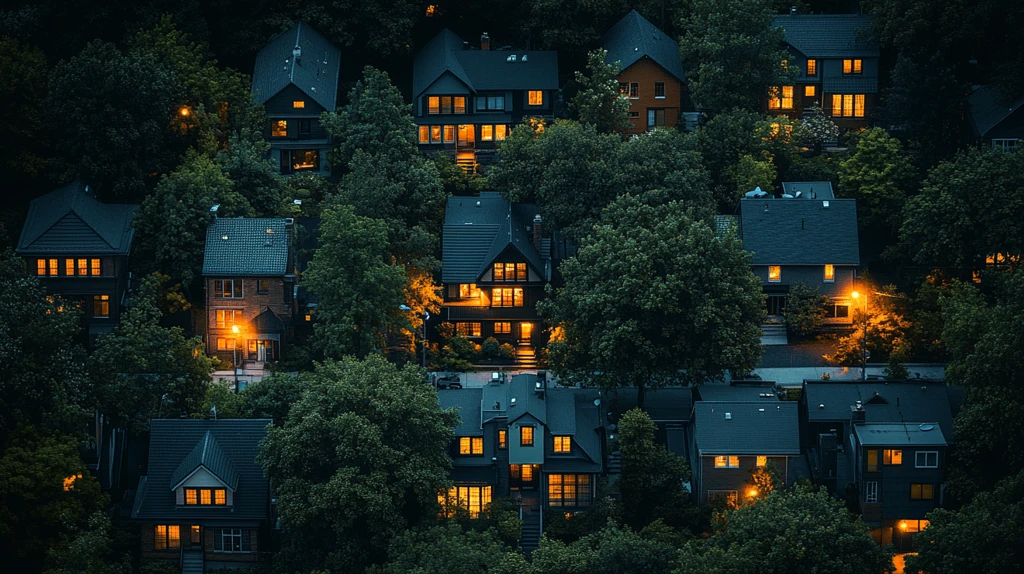 晚间街景中心宅