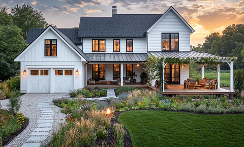 现代农舍环绕门廊