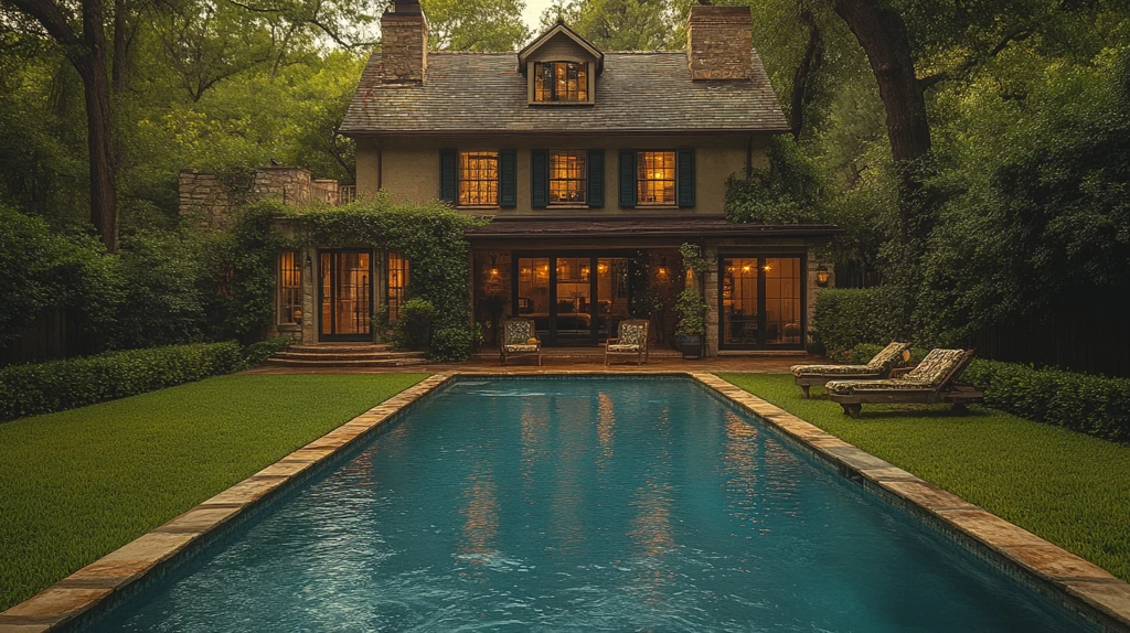 泳池边的静谧时光