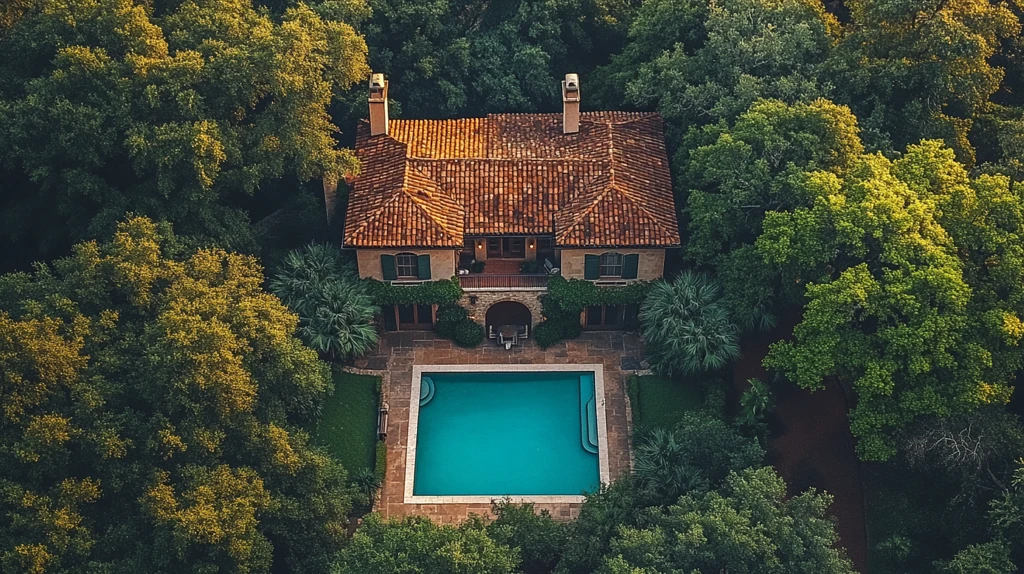 泳池边的静谧时光