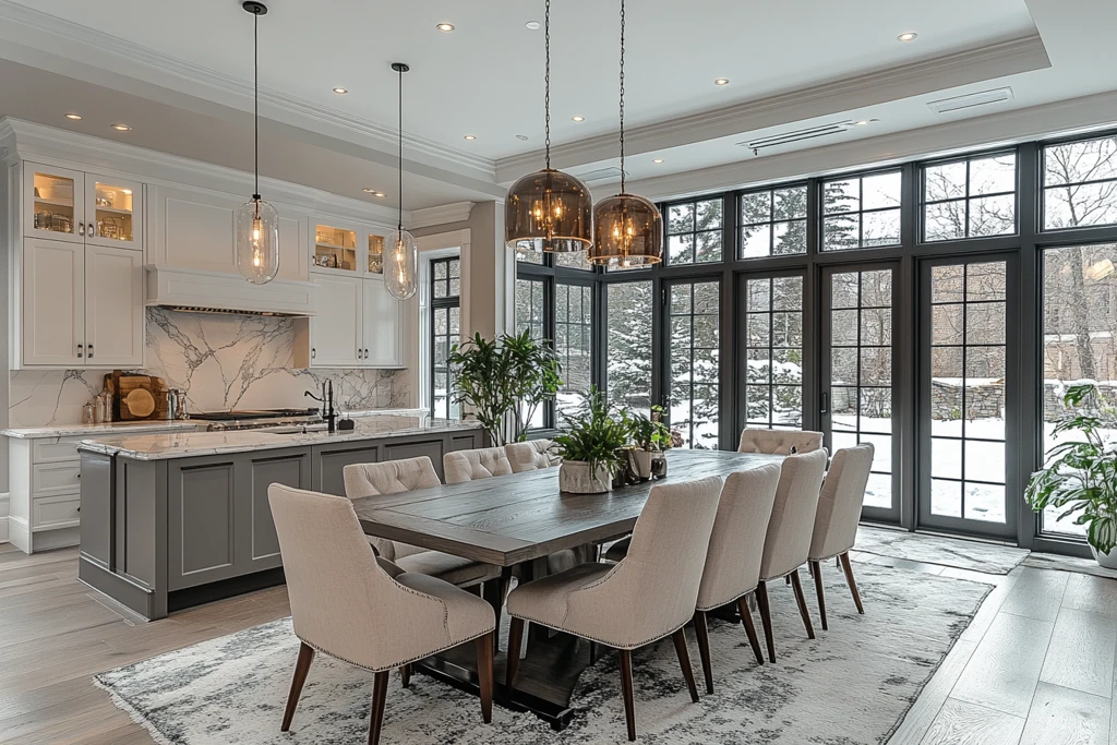 灰白厨房餐桌椅