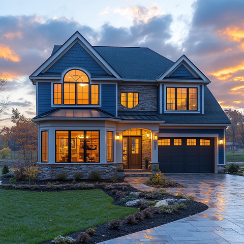 傍晚的房屋外观