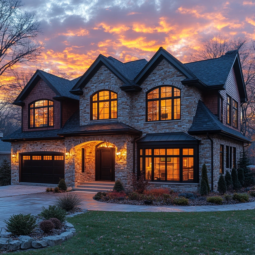 傍晚的房屋外观