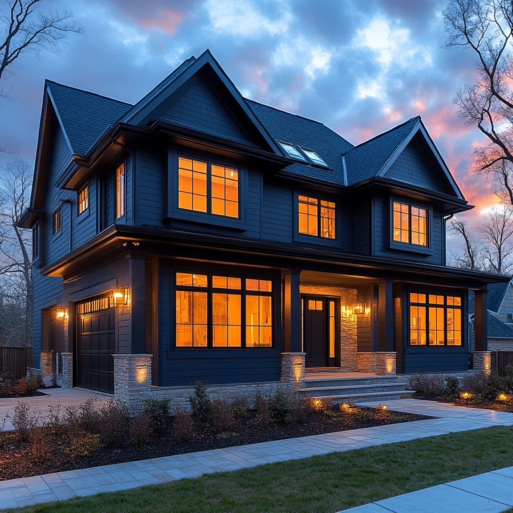 傍晚的房屋外观