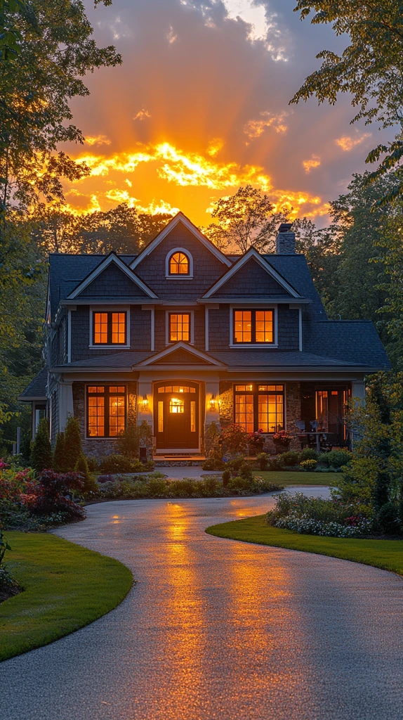 晨光中新屋顶人家