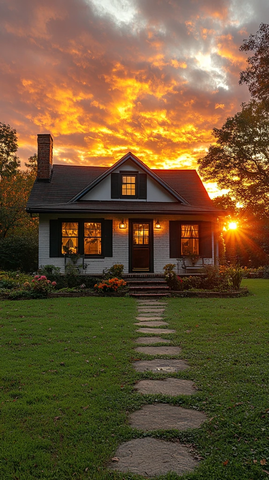 晨光中新屋顶人家