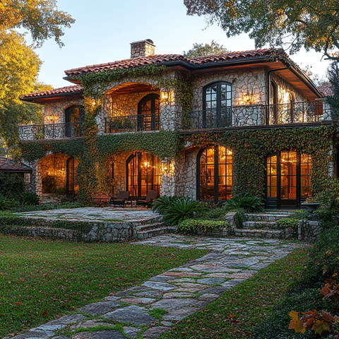 秋色浓郁的庭院