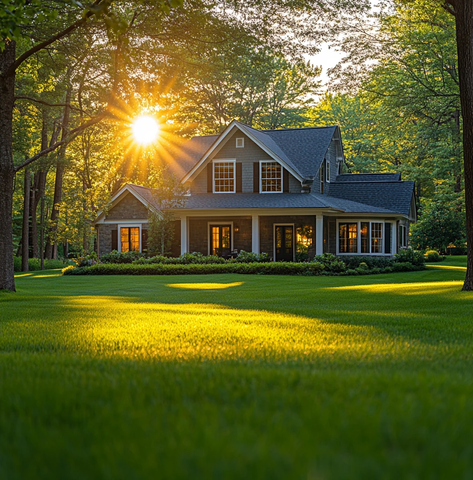 阳光洒满绿草坪