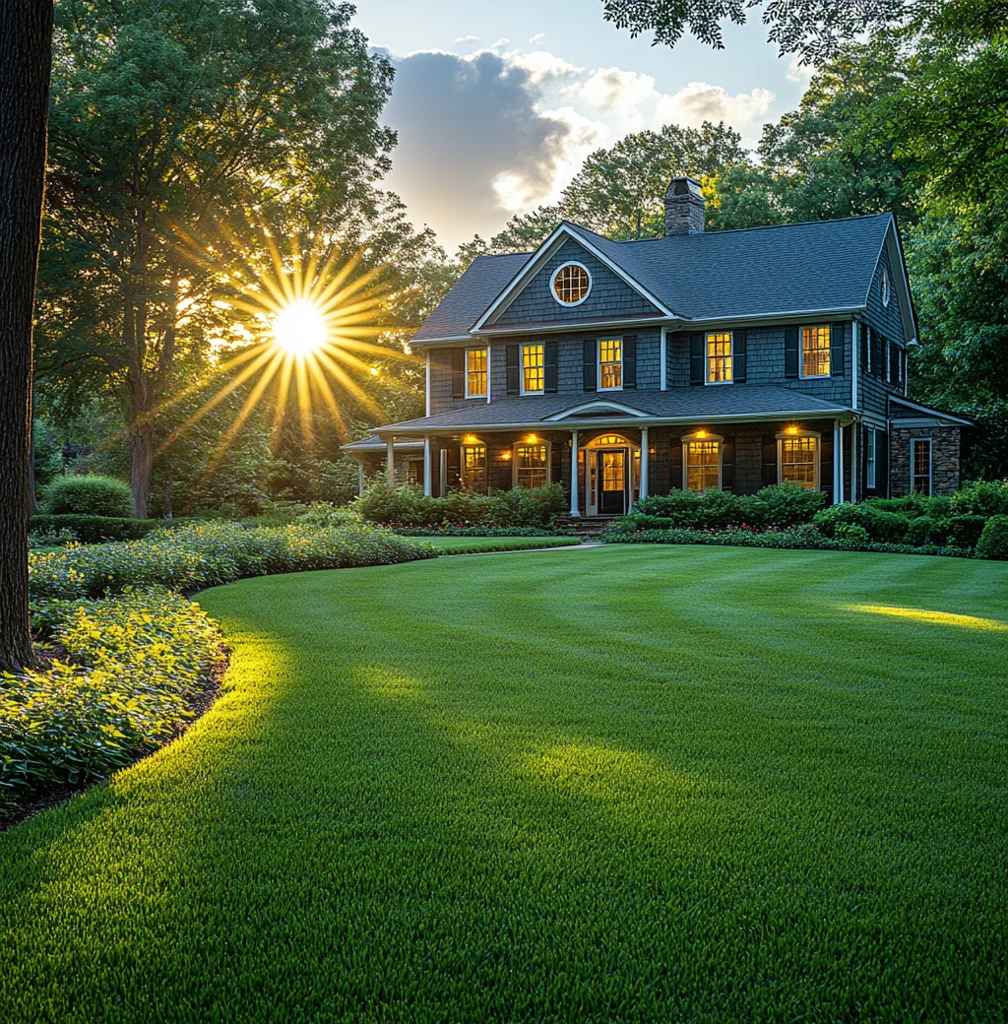 阳光洒满绿草坪