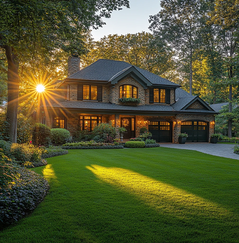 阳光洒满绿草坪