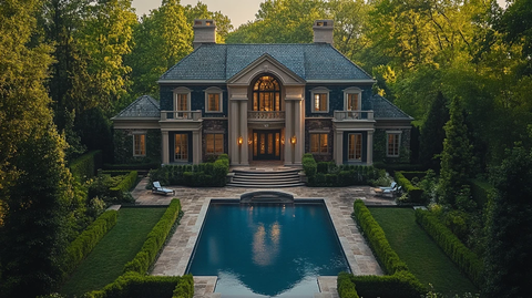 小屋与豪宅对比照