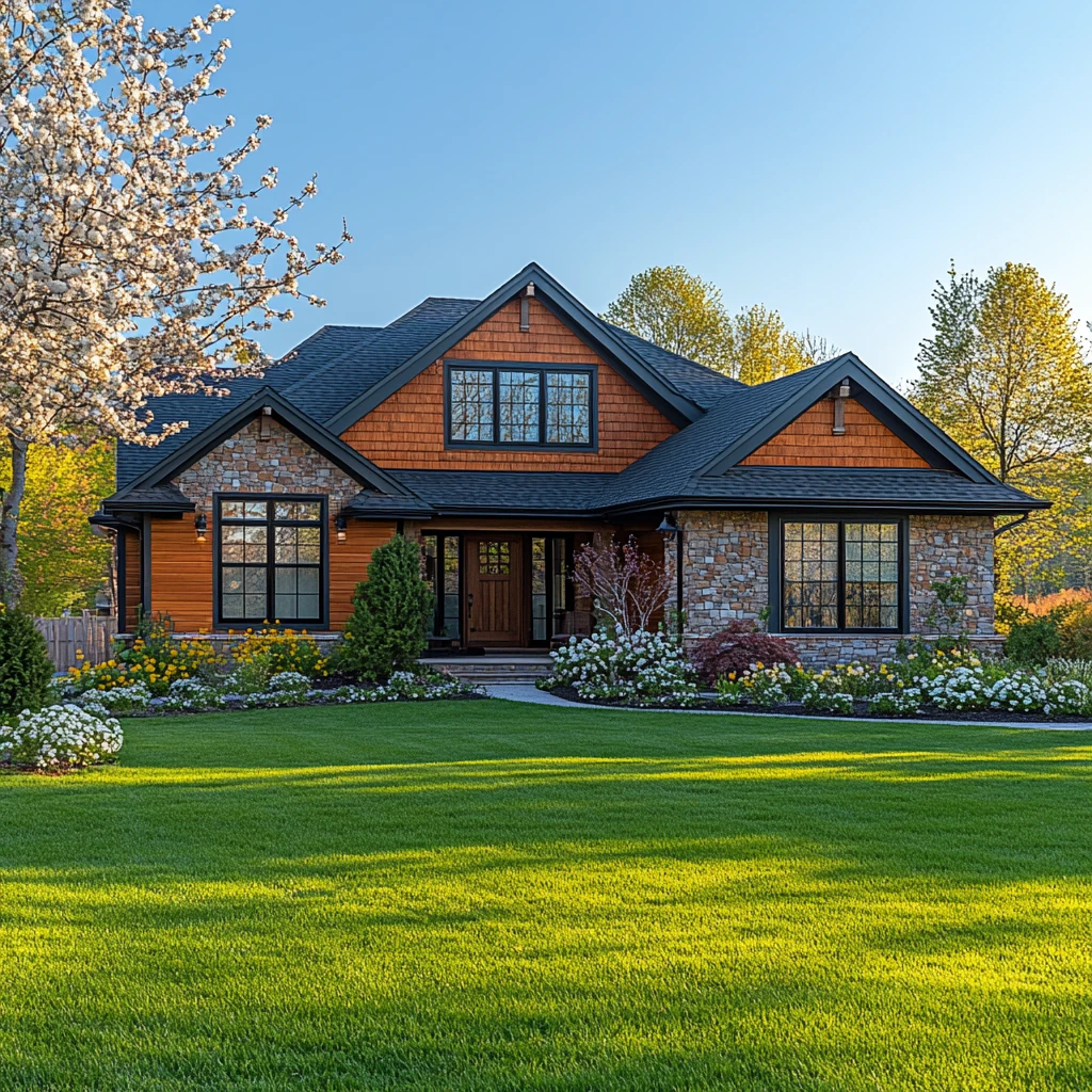 绿色草坪与白色花朵