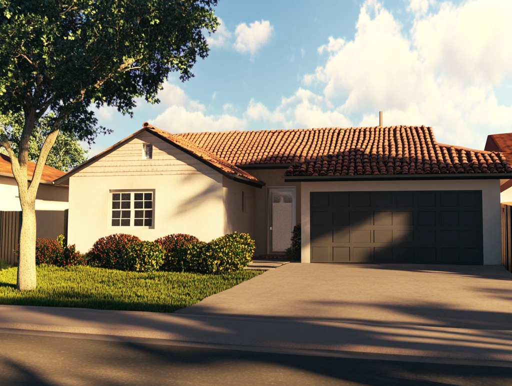 新瓦屋顶车库住宅