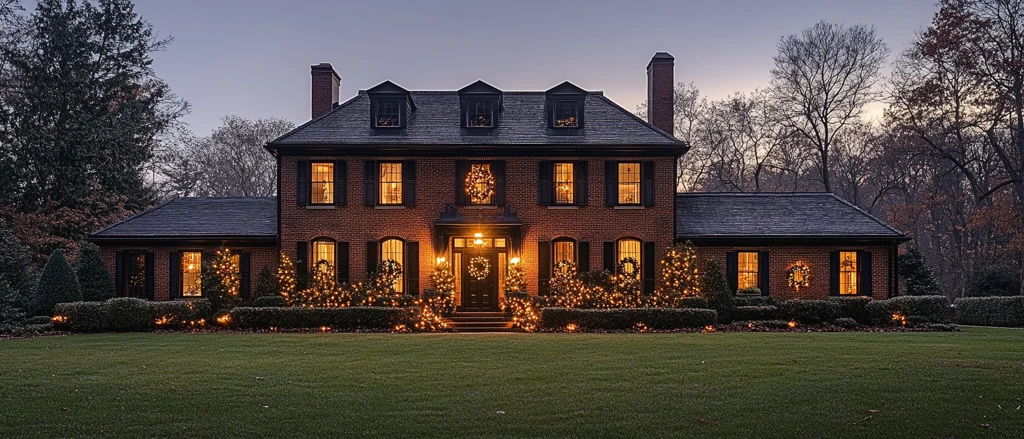 圣诞灯光下的老房子