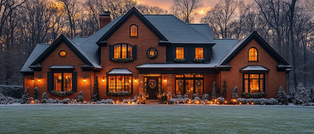 圣诞灯光下的老房子