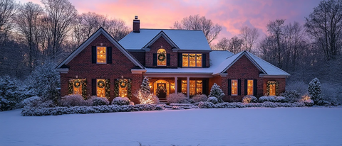 圣诞灯光下的老房子