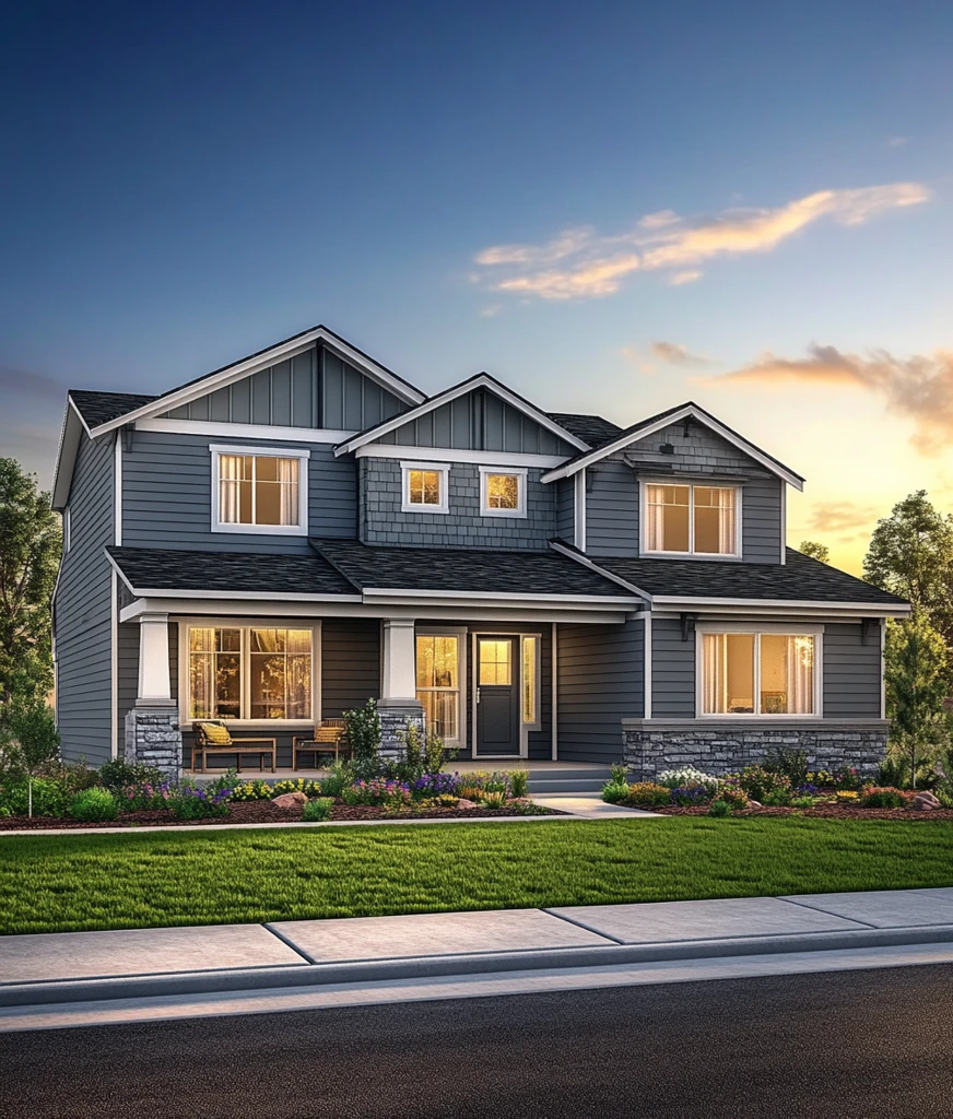 工匠风格房屋前视图