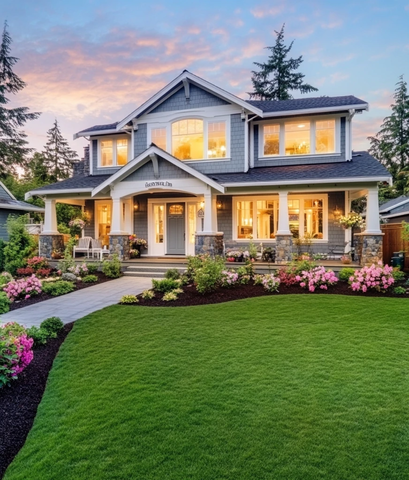 工匠风格房屋前视图