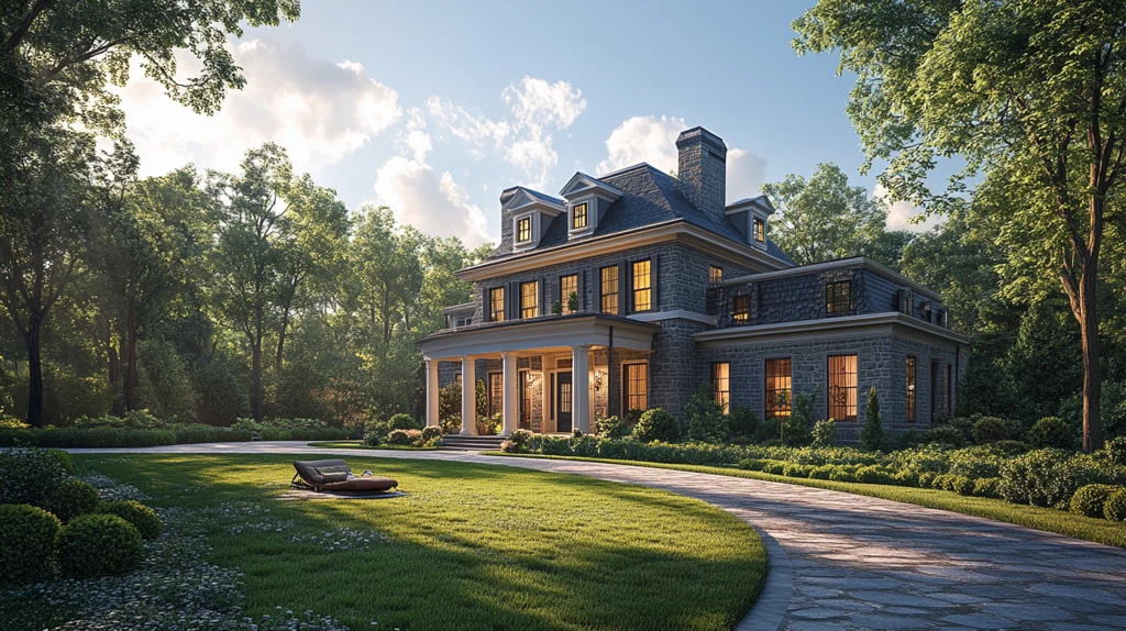 灰色房屋阳光蓝天