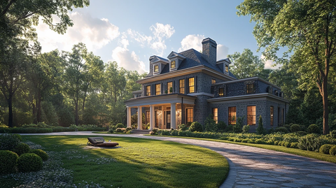 灰色房屋阳光蓝天