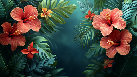 热带植物图案模板