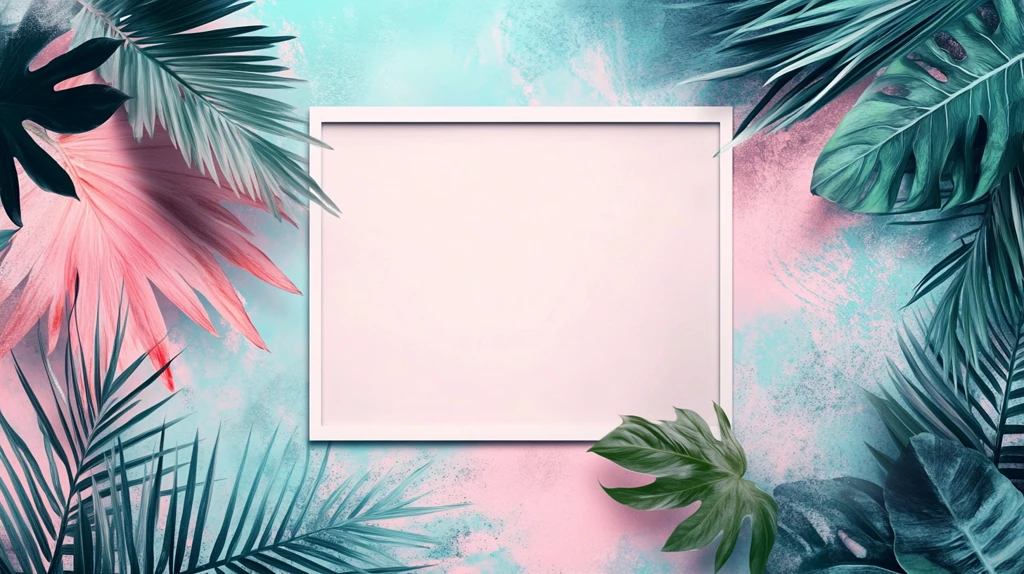 热带叶子方框模板