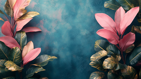 热带叶矩形金框