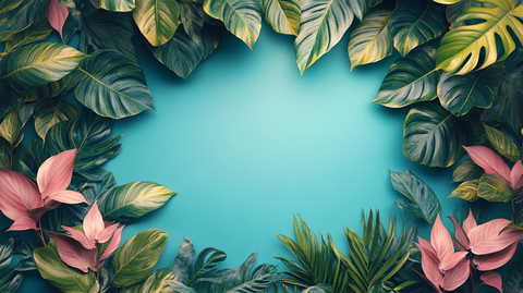 热带叶矩形金框