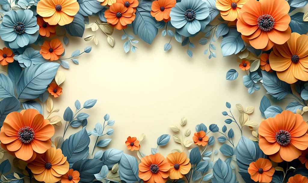 花卉叶边空白模板