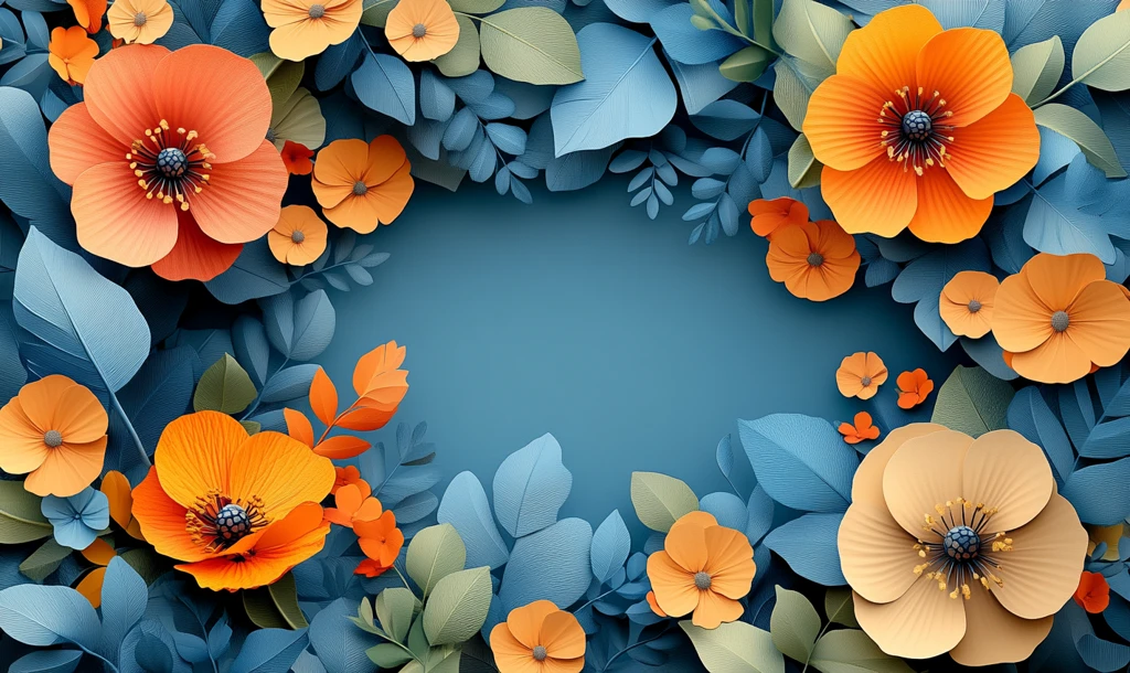 花卉叶边空白模板