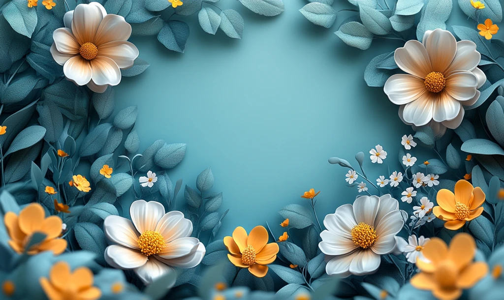 花卉叶边空白模板