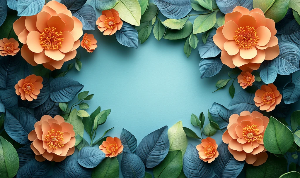 花卉叶边空白模板