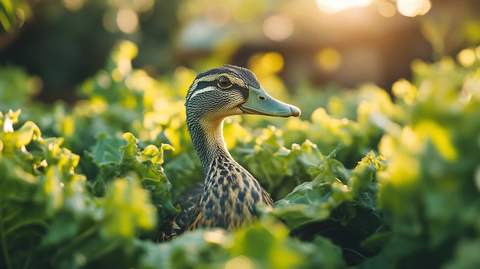 吃东西的鸭农业田园