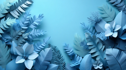 蓝色折纸热带叶