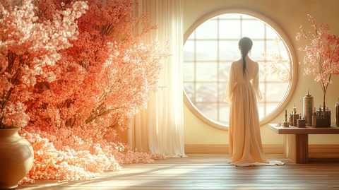 圆形画框与花瓣