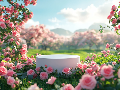 白色演讲台与玫瑰花