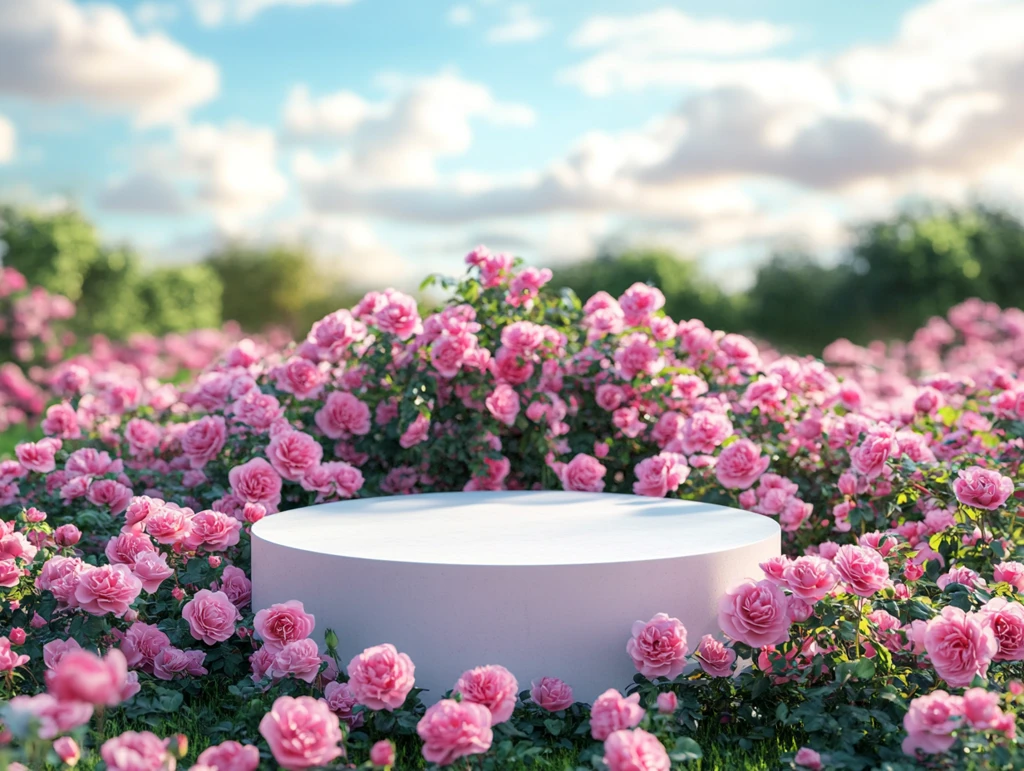 白色演讲台与玫瑰花