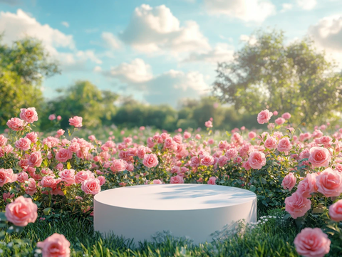 白色演讲台与玫瑰花