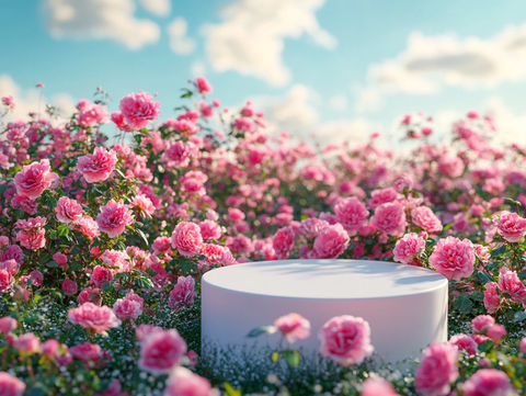 白色演讲台与玫瑰花